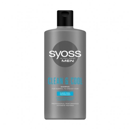 Чоловічий шампунь Syoss Men Clean & Cool Shampoo для нормального та жирного волосся, з ментолом, 440 мл Чоловічий шампунь Syoss Men Clean & Cool Shampoo для нормального та жирного волосся, з ментолом, 440 мл