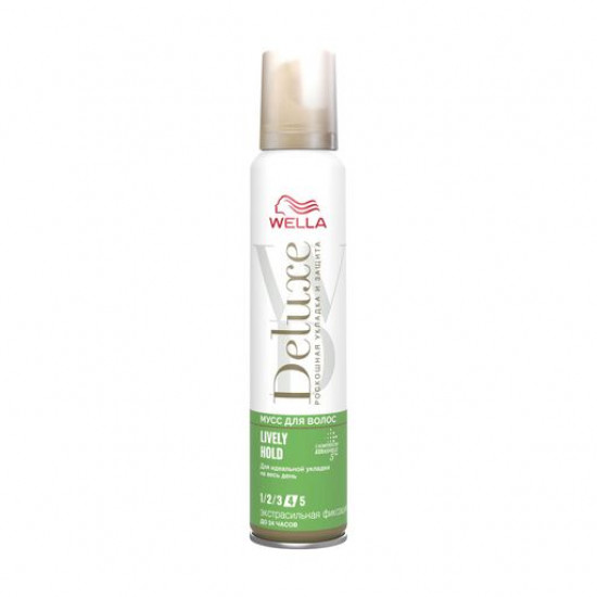 Мусс для волос Wella Deluxe Lively Hold экстрасильная фиксация, 200 мл
Мусс для волос Wella Deluxe Lively Hold экстрасильная фиксация, 200 мл