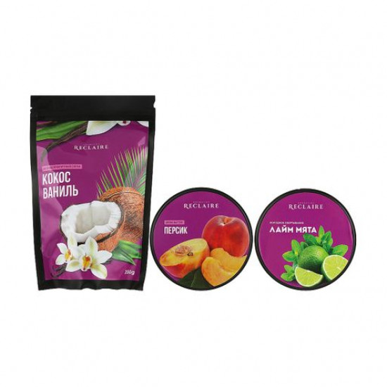 Set for Reclaire body the Cold anti-cellulite complex (a srub the Coco vanilla, 250 g + wrapping the Lime mint, 200 ml + cream-batter the Peach, 200 ml) Set for Reclaire body the Cold anti-cellulite complex (a srub the Coco vanilla, 250 g + wrapping the Lime mint, 200 ml + cream-batter the Peach, 200 ml)