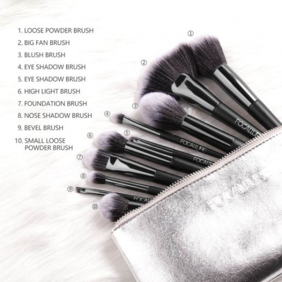 A set of brushes for a make-up of Focallure Brushes Bundle with a make-up bag, 10 pieces A set of brushes for a make-up of Focallure Brushes Bundle with a make-up bag, 10 pieces
