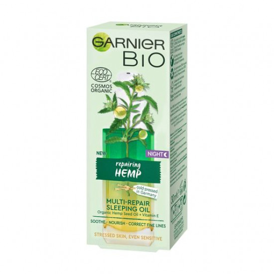 The night restoring oil for sensitive face skin of Garnier BIO Repairing Hemp with essential oil of hemp, 30 ml The night restoring oil for sensitive face skin of Garnier BIO Repairing Hemp with essential oil of hemp, 30 ml