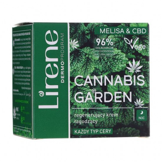 Ночной крем для лица Lirene Cannabis Garden Melissa & CBD восстанавливающий и успокаивающий, для всех типов кожи, 50 мл
Ночной крем для лица Lirene Cannabis Garden Melissa & CBD восстанавливающий и успокаивающий, для всех типов кожи, 50 мл