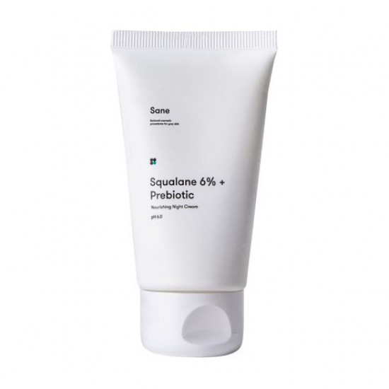 Нічний крем для обличчя Sane Squalane 6% + Prebiotic Nourishing Night Cream pH 6.0 з пребіотиками та сквалан, 40 мл Нічний крем для обличчя Sane Squalane 6% + Prebiotic Nourishing Night Cream pH 6.0 з пребіотиками та сквалан, 40 мл
