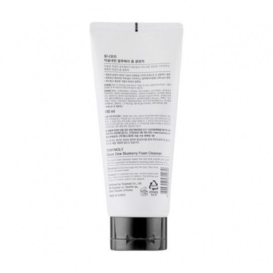 Пічка, що очищає, для вмивання Tony Moly Clean Dew Blueberry Foam Cleanser з чорницею, 180 мл Пічка, що очищає, для вмивання Tony Moly Clean Dew Blueberry Foam Cleanser з чорницею, 180 мл