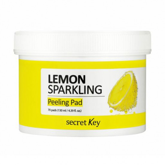 Очищаючі пілінг-диски для особи з лимонним соком Secret Key Lemon Sparkling Peeling Pad, 70 шт Очищаючі пілінг-диски для особи з лимонним соком Secret Key Lemon Sparkling Peeling Pad, 70 шт
