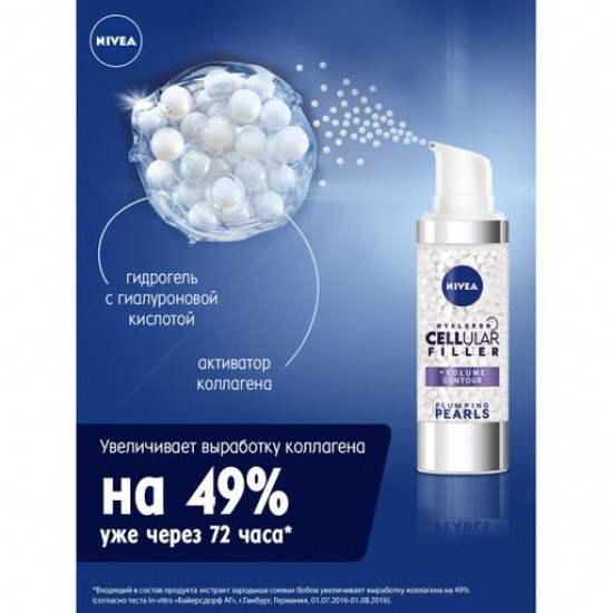 The rejuvenating pearls of Nivea Hyaluron Cellular Filler + Volume Control Plumping Pearls, 30 ml The rejuvenating pearls of Nivea Hyaluron Cellular Filler + Volume Control Plumping Pearls, 30 ml