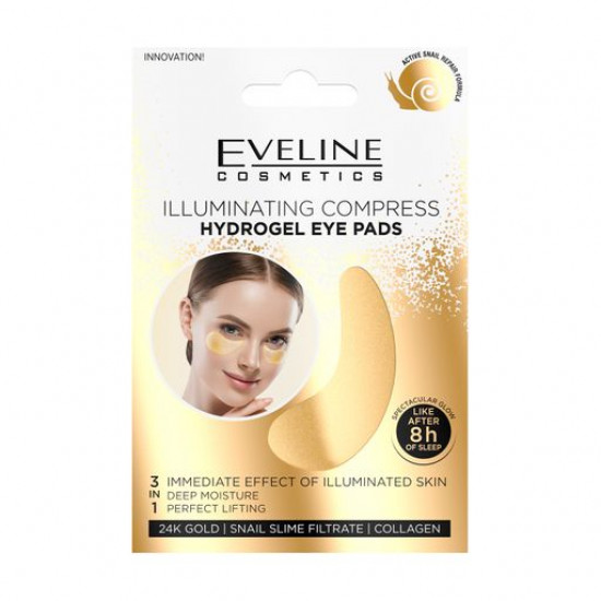 The clarifying hydrogel patches under eyes of Eveline Cosmetics Illuminating Compress Hydrogel Eye Pads, 2 pieces The clarifying hydrogel patches under eyes of Eveline Cosmetics Illuminating Compress Hydrogel Eye Pads, 2 pieces