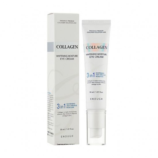 The clarifying moisturizing skin cream around eyes of Enough Collagen 3 in 1 Whitening Moisture Eye Cream with collagen, 30 ml The clarifying moisturizing skin cream around eyes of Enough Collagen 3 in 1 Whitening Moisture Eye Cream with collagen, 30 ml
