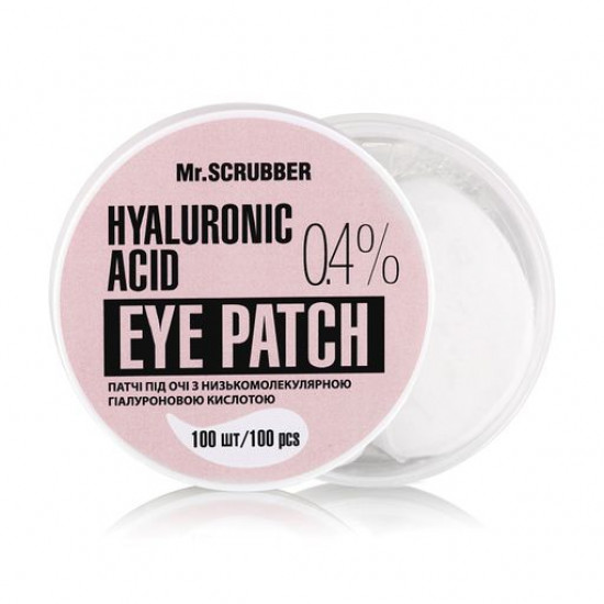 Patches under eyes of Mr.Scrubber Hyaluronic acid Eye Patch with low-molecular hyaluronic acid of 0.4%, 100 pieces Patches under eyes of Mr.Scrubber Hyaluronic acid Eye Patch with low-molecular hyaluronic acid of 0.4%, 100 pieces