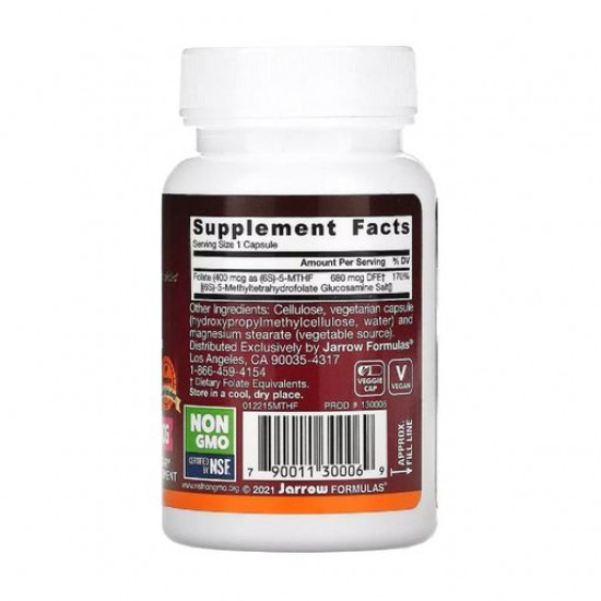 Nutritional supplement in the Methyl capsules Jarrow Formulas Methyl Folate folic acid (Metilfolat) of 400 mkg, 60 pieces Nutritional supplement in the Methyl capsules Jarrow Formulas Methyl Folate folic acid (Metilfolat) of 400 mkg, 60 pieces