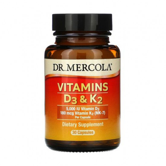 Пищевая добавка витамины в капсулах Dr. Mercola Vitamins D3 & K2, 180 мкг, 30 шт
Пищевая добавка витамины в капсулах Dr. Mercola Vitamins D3 & K2, 180 мкг, 30 шт