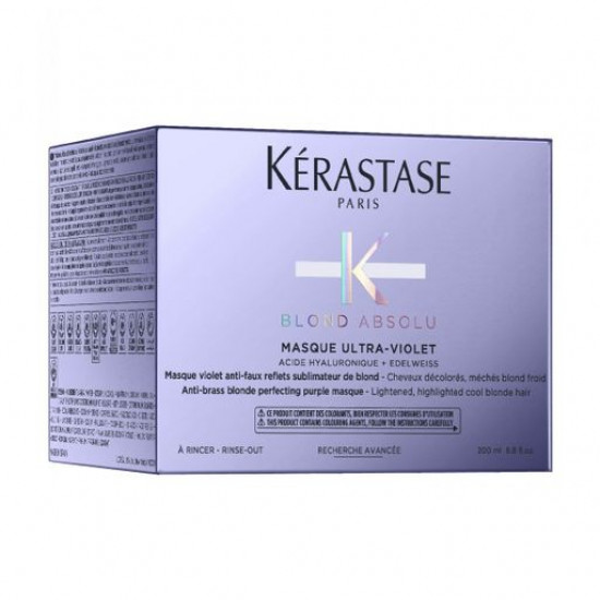 Поживна фіолетова маска Kerastase Blond Absolu Bain Ultra-Violet нейтралізуючий жовті півтони волосся, 200 мл Поживна фіолетова маска Kerastase Blond Absolu Bain Ultra-Violet нейтралізуючий жовті півтони волосся, 200 мл