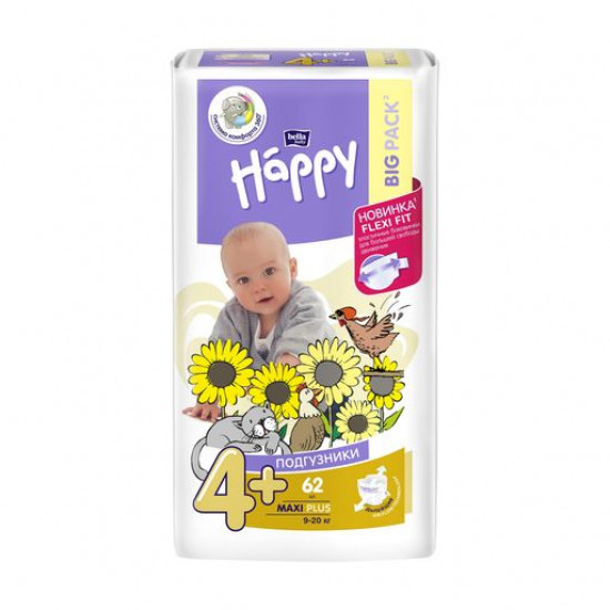 Bella Baby Happy Maxi Plus diapers size 4 (9-20 kg), 62 pieces Bella Baby Happy Maxi Plus diapers size 4 (9-20 kg), 62 pieces