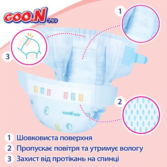 The Goo.N Plus diapers on velcros, size L (6-12 kg) a unisex, 54 pieces The Goo.N Plus diapers on velcros, size L (6-12 kg) a unisex, 54 pieces