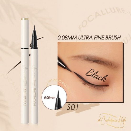 Eyeliner felt-tip pen for eyes of Focallure Lasting Waterproof Liquid Eyeliner with an ultrathin brush of S01, 6.1 g Eyeliner felt-tip pen for eyes of Focallure Lasting Waterproof Liquid Eyeliner with an ultrathin brush of S01, 6.1 g