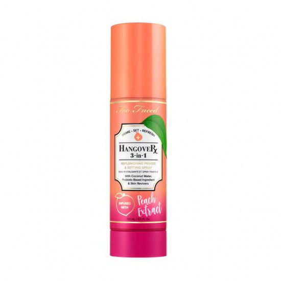 Primer spray for the person 3 in 1 Too Faced Hangover 3-in-1 Replenishing Primer and Setting Spray Peach, 120 ml Primer spray for the person 3 in 1 Too Faced Hangover 3-in-1 Replenishing Primer and Setting Spray Peach, 120 ml