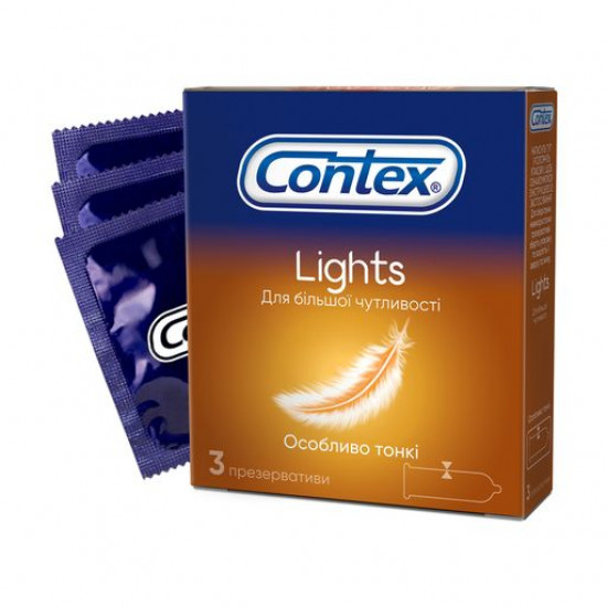 Презервативи Contex Lights Особливо тонкі для більшої чутливості, 3 шт Презервативи Contex Lights Особливо тонкі для більшої чутливості, 3 шт