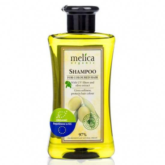 A dyed hair Melica shampoo with UV filters and extract of an olive, 300 ml A dyed hair Melica shampoo with UV filters and extract of an olive, 300 ml