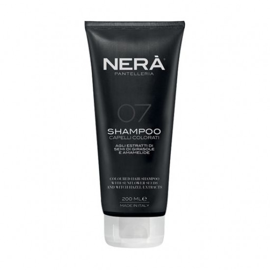 A dyed hair Nera Pantelleria 07 Coloured Hair Shampoo shampoo, with extracts of seeds of sunflower and witch-hazel, 200 ml A dyed hair Nera Pantelleria 07 Coloured Hair Shampoo shampoo, with extracts of seeds of sunflower and witch-hazel, 200 ml