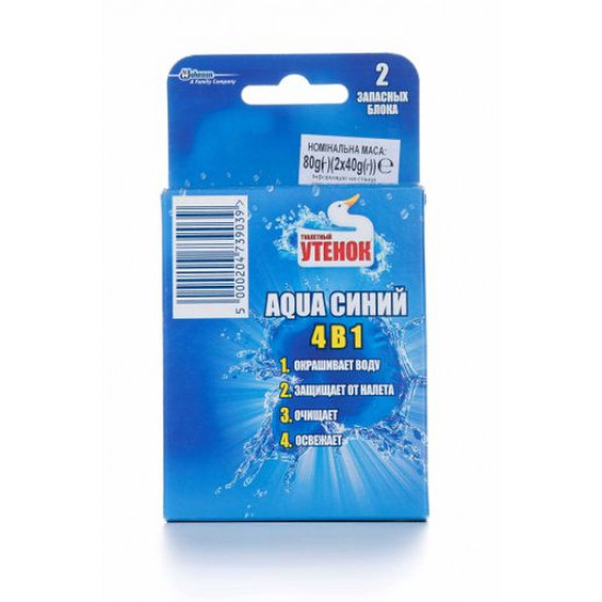 Means for cleaning of a toilet the Toilet Duckling of aqua blue 4v1 the replaceable block, 40 g Means for cleaning of a toilet the Toilet Duckling of aqua blue 4v1 the replaceable block, 40 g