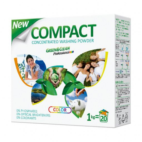The laundry detergent Green&Clean Professional Compact Color for color clothes, 20 washings, 1 kg The laundry detergent Green&Clean Professional Compact Color for color clothes, 20 washings, 1 kg