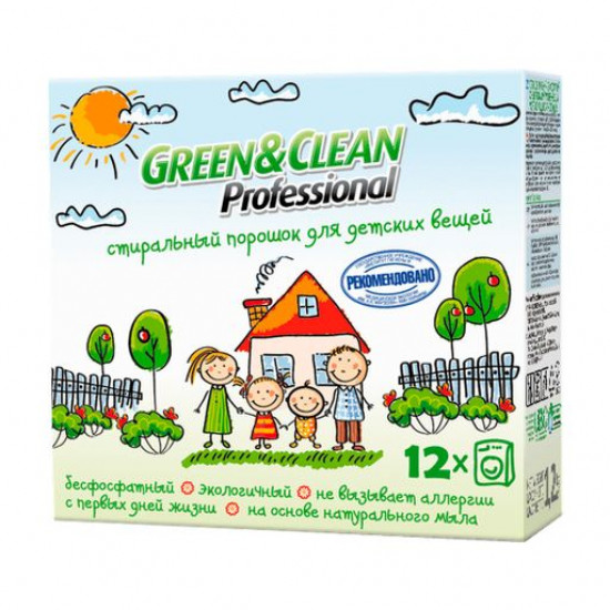 The laundry detergent Green&Clean Professional for a kidswear, 12 washings, 1.2 kg The laundry detergent Green&Clean Professional for a kidswear, 12 washings, 1.2 kg