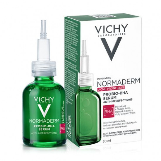 Сироватка-пілінг Vichy Normaderm Probio-BHA Serum для корекції недоліків жирної та проблемної шкіри обличчя, 30 мл Сироватка-пілінг Vichy Normaderm Probio-BHA Serum для корекції недоліків жирної та проблемної шкіри обличчя, 30 мл