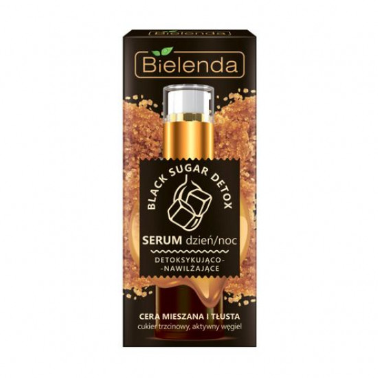 Сироватка для обличчя Bielenda Black Sugar Detox, детоксикуюча та зволожуюча, день/ніч, для змішаної та жирної шкіри, 30 г Сироватка для обличчя Bielenda Black Sugar Detox, детоксикуюча та зволожуюча, день/ніч, для змішаної та жирної шкіри, 30 г