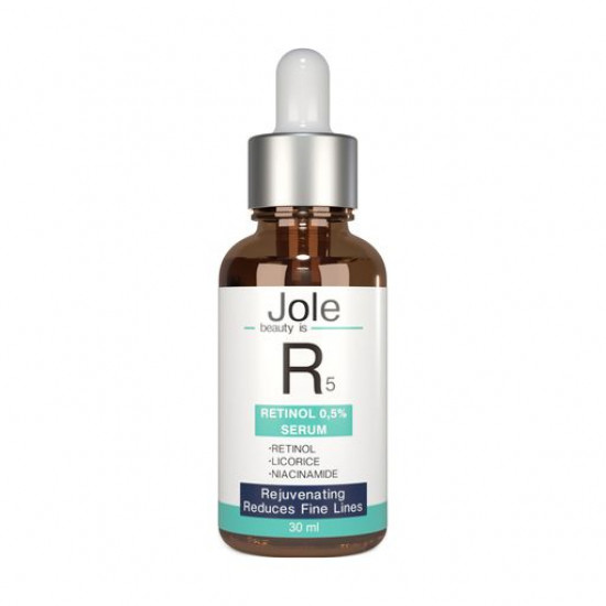 Сироватка для обличчя Jole Retinol 5 Serum з ретинолом 0.5%, ніацинамідом і центелою, 30 мл Сироватка для обличчя Jole Retinol 5 Serum з ретинолом 0.5%, ніацинамідом і центелою, 30 мл