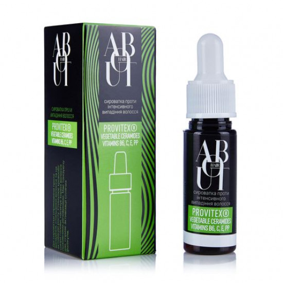 Serum against an intensive hair loss of ABOUT Hair Provitex Vegetable Ceramides Vitamins B6, C, E, PP, 15 ml Serum against an intensive hair loss of ABOUT Hair Provitex Vegetable Ceramides Vitamins B6, C, E, PP, 15 ml