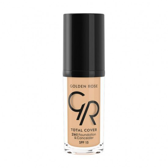 Tone cream proofreader for the person Golden Rose Total Cover 2in1 Foundation & Concealer SPF15 03 Almond, 30 ml Tone cream proofreader for the person Golden Rose Total Cover 2in1 Foundation & Concealer SPF15 03 Almond, 30 ml