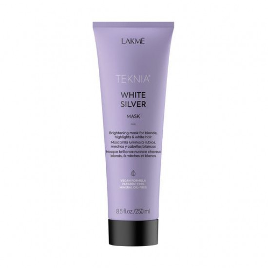 The tinting mask for neutralization of a yellow shade for a fair and melirovanny hair of Lakme Teknia White Silver Mask, 250 ml The tinting mask for neutralization of a yellow shade for a fair and melirovanny hair of Lakme Teknia White Silver Mask, 250 ml