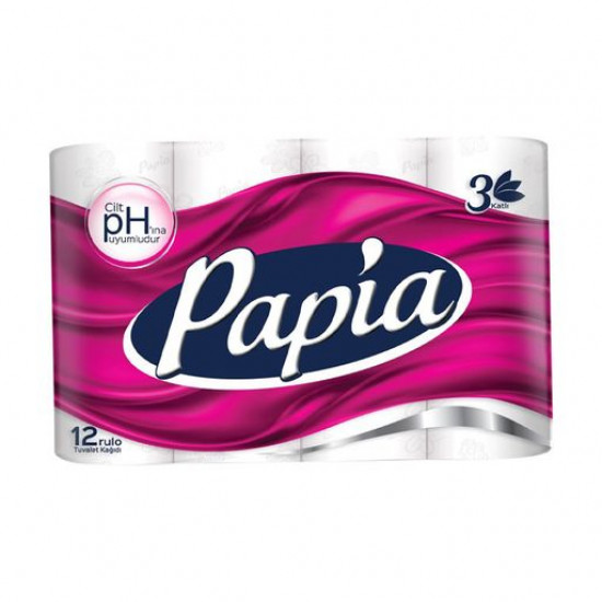 Туалетний папір Papia білий, 3-шаровий, 150 відривів, 12 шт Туалетний папір Papia білий, 3-шаровий, 150 відривів, 12 шт