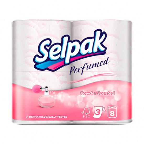Selpak Perfumed toilet paper powder, 3-layer, 150 separations, 8 pieces Selpak Perfumed toilet paper powder, 3-layer, 150 separations, 8 pieces