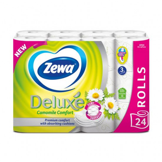 Туалетная бумага Zewa Deluxe Camomile Comfort с ароматом ромашки, 3-слойная, 150 отрывов, 24 рулона
Туалетная бумага Zewa Deluxe Camomile Comfort с ароматом ромашки, 3-слойная, 150 отрывов, 24 рулона
