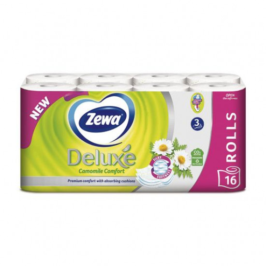 Туалетная бумага Zewa Deluxe с ароматом ромашки, 3-слойная, 150 отрывов, 16 рулонов
Туалетная бумага Zewa Deluxe с ароматом ромашки, 3-слойная, 150 отрывов, 16 рулонов