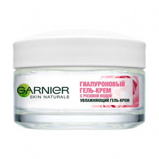Зволожуючий гіалуроновий гель-крем для обличчя Garnier Skin Naturals з рожевою водою, для всіх типів шкіри, 50 мл Зволожуючий гіалуроновий гель-крем для обличчя Garnier Skin Naturals з рожевою водою, для всіх типів шкіри, 50 мл