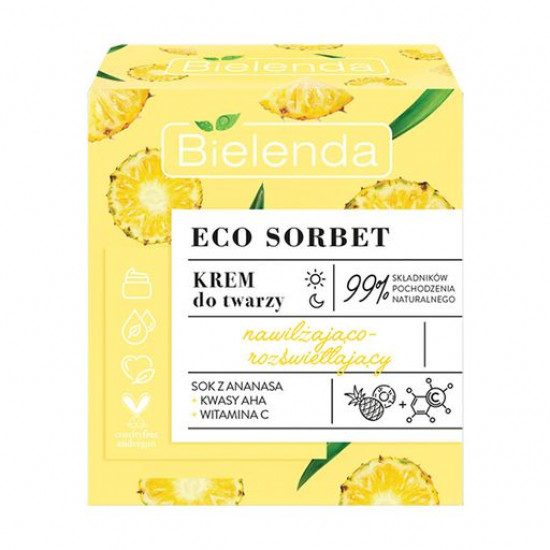 Увлажняющий и осветляющий крем для лица Bielenda Eco Sorbet Moisturizing & Brightening Face Cream з екстрактом ананасу, 50 мл
Увлажняющий и осветляющий крем для лица Bielenda Eco Sorbet Moisturizing & Brightening Face Cream з екстрактом ананасу, 50 мл