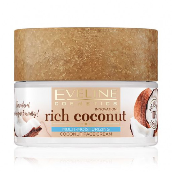 Зволожуючий крем для обличчя Eveline Cosmetics Rich Coconut Face Cream з кокосом, 50 мл Зволожуючий крем для обличчя Eveline Cosmetics Rich Coconut Face Cream з кокосом, 50 мл