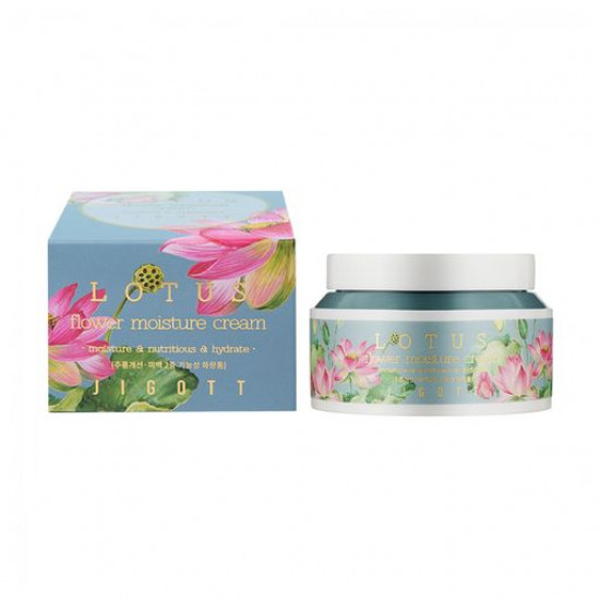 Зволожуючий крем для обличчя Jigott Flower Lotus Moisture Cream з екстрактом лотоса, 100 мл Зволожуючий крем для обличчя Jigott Flower Lotus Moisture Cream з екстрактом лотоса, 100 мл