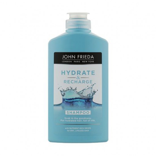 Зволожуючий шампунь для сухого волосся John Frieda Hydrate & Recharge Shampoo, 250 мл Зволожуючий шампунь для сухого волосся John Frieda Hydrate & Recharge Shampoo, 250 мл