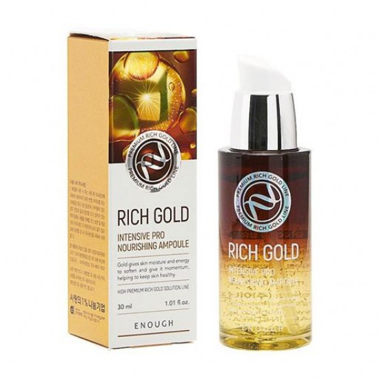 Відновлююча сироватка для обличчя Enough Rich Gold Intensive Pro Nourishing Ampoule з компонентами золота, 30 мл Відновлююча сироватка для обличчя Enough Rich Gold Intensive Pro Nourishing Ampoule з компонентами золота, 30 мл