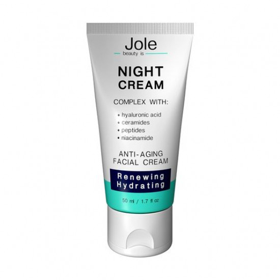 Восстанавливающий ночной крем для лица Jole Night Cream Anti-Aging Facial Cream с гиалуроновой кислотой, комплексом пептидов и керамидов, 50 мл
Восстанавливающий ночной крем для лица Jole Night Cream Anti-Aging Facial Cream с гиалуроновой кислотой, комплексом пептидов и керамидов, 50 мл