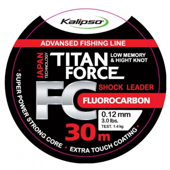 Kalipso Titan Force FC Leader fluorocarbon of 30 m 0.18 mm (3906008) Kalipso Titan Force FC Leader fluorocarbon of 30 m 0.18 mm (3906008)