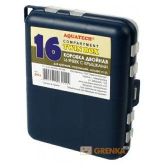 Коробка двойная Aquatech 16 ячеек с крышками (2416) Коробка двойная Aquatech 16 ячеек с крышками (2416)