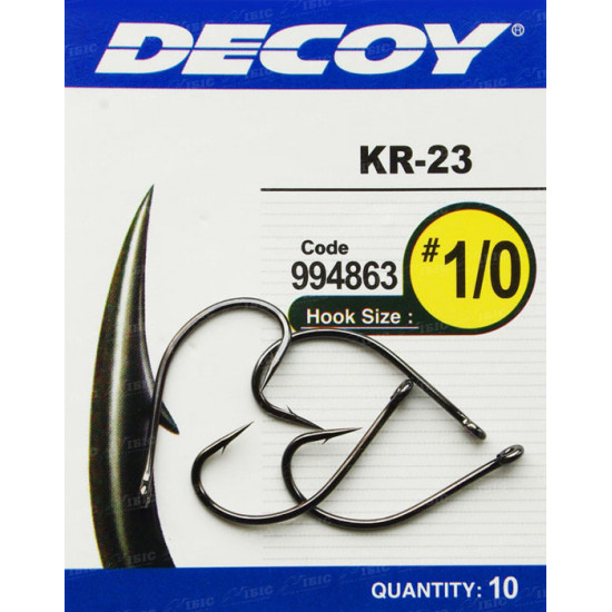 Крючок Decoy KR-23 Black Nickeled 1/0 Крючок Decoy KR-23 Black Nickeled 1/0