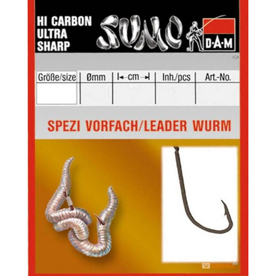 Крючок с поводком DAM Sumo Spezi Wurm (червь) №6, 10 шт. (black nickel) Крючок с поводком DAM Sumo Spezi Wurm (червь) №6, 10 шт. (black nickel)