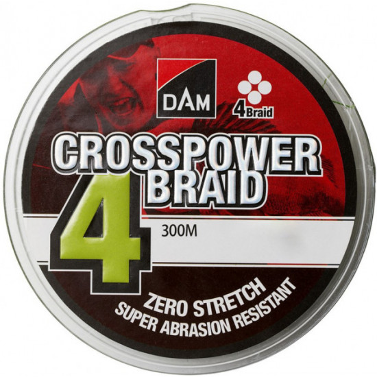 Shnur DAM Crosspower of 4-Braid 300 m 0.13 mm 6.8kg/15Lb (green) (65842) Shnur DAM Crosspower of 4-Braid 300 m 0.13 mm 6.8kg/15Lb (green) (65842)