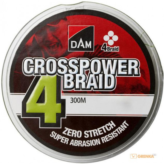 Шнур DAM Crosspower 4-Braid 300м 0,15мм 8,1кг/18Lb (green) (65843) Шнур DAM Crosspower 4-Braid 300м 0,15мм 8,1кг/18Lb (green) (65843)