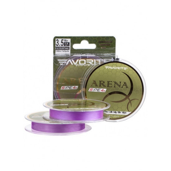 Shnur Favorite Arena PE of 4x 100 m (purple) #0.4/0.104mm 8lb/3.5kg (16931103) Shnur Favorite Arena PE of 4x 100 m (purple) #0.4/0.104mm 8lb/3.5kg (16931103)
